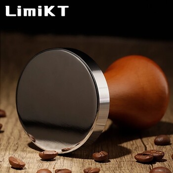 LimiKT Πρέσα καφέ Espresso Flat Tamper με ξύλινη λαβή Εργαλείο καφέ σε συμπίεση μασίφ ξύλου 51mm/53mm/58mm