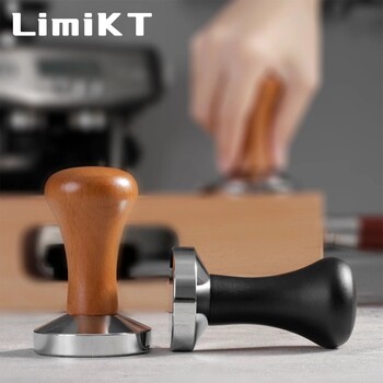 LimiKT Πρέσα καφέ Espresso Flat Tamper με ξύλινη λαβή Εργαλείο καφέ σε συμπίεση μασίφ ξύλου 51mm/53mm/58mm