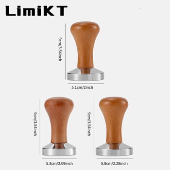 LimiKT Πρέσα καφέ Espresso Flat Tamper με ξύλινη λαβή Εργαλείο καφέ σε συμπίεση μασίφ ξύλου 51mm/53mm/58mm