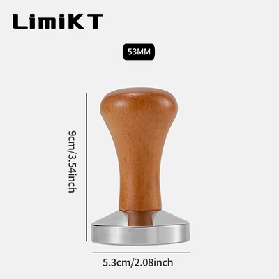 LimiKT kavos preso espreso plokščias tamperis su medine rankena Kavos miltelių presavimo masyvo medžio kavos įrankis 51mm/53mm/58mm