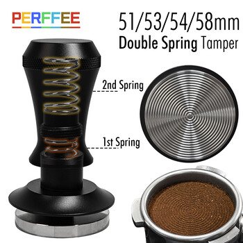 Coffee Tamper Double Spring 58mm Σταθερή πίεση 30lbs Loaded Espresso Tamper Ripple Base Coffee Accessories 51mm 53mm 54mm