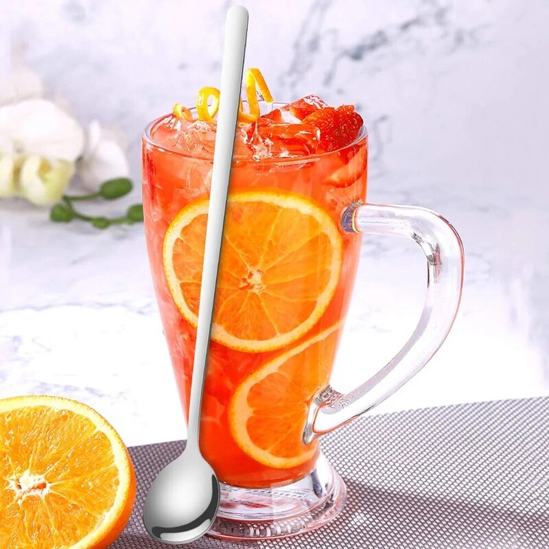 8/12 gabalų ledų šaukštas nerūdijančio plieno ledinės arbatos šaukštai kokteilių maišymui, arbatos maišymas, kavos kokteilis, šaltas gėrimas