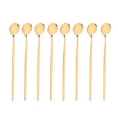 8 vnt. Ilgo koto ledo šaukštas Kavos arbatos maišymo šaukštas Nerūdijančio plieno juodo aukso stalo įrankių rinkinys Indų virtuvės vakarienės stalo įrankių rinkinys