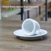 Nuova Point Classic Esp Espresso puodelio ir lėkštės rinkinys Profesionalus konkurencingo lygio storas kaulinis Kinijos kavos puodelių ir lėkščių rinkinys