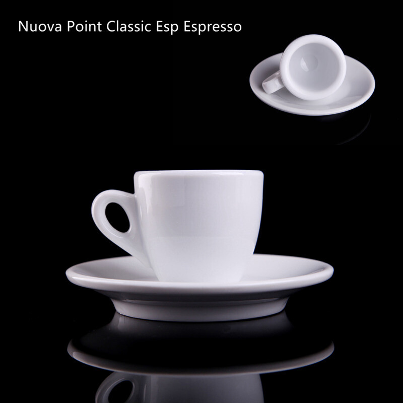 Nuova Point Classic Esppresso tassi ja taldriku komplekt Professionaalne võistlustase Thicken Bone China kohvikruusi ja taldriku komplekt