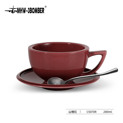 MHW-3BOMBER 280 ml keraminis kavos puodelis su lėkšte ir šaukštų rinkiniu Art Latte Espresso puodelis arbatai kapučino kavos namų virtuvės priedai