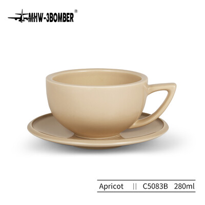 MHW-3BOMBER 280 ml keraminis kavos puodelis su lėkšte ir šaukštų rinkiniu Art Latte Espresso puodelis arbatai kapučino kavos namų virtuvės priedai