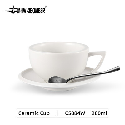 MHW-3BOMBER 280 ml keraminis kavos puodelis su lėkšte ir šaukštų rinkiniu Art Latte Espresso puodelis arbatai kapučino kavos namų virtuvės priedai