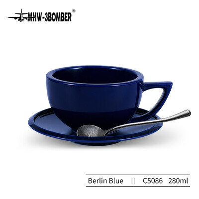 MHW-3BOMBER 280 ml keraminis kavos puodelis su lėkšte ir šaukštų rinkiniu Art Latte Espresso puodelis arbatai kapučino kavos namų virtuvės priedai