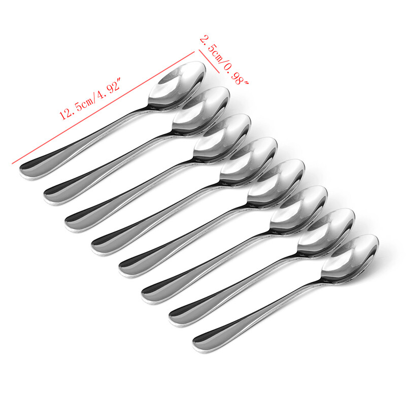 Κουτάλι καφέ από ανοξείδωτο ατσάλι 8 τμχ Οβάλ στοματικά κουτάλια με λαβή επαναχρησιμοποιήσιμη σέσουλα για καφέ σε σκόνη καφέ Making Stiring