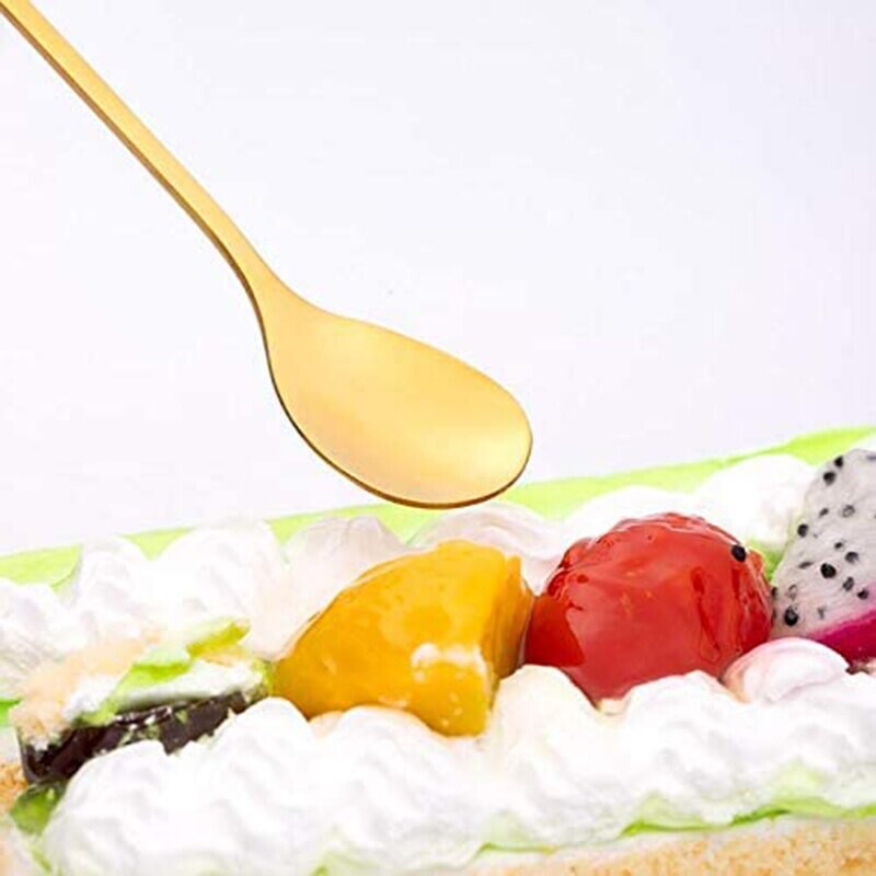 6 vnt. aukso tirštinto lydinio kavos šaukštas plunksnos sparnelis ilga rankena arbatinis šaukštelis ledų desertinis šaukštas virtuvės stalo reikmenys