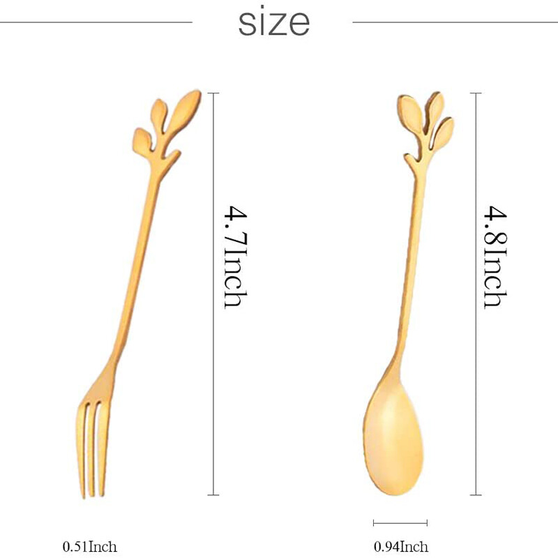 12 vnt Creative nerūdijančio plieno lapai šaukštas vaisių šakutė kavos šaukštas desertas ledų kaušelis virtuvės priedai stalo įrankių rinkinys