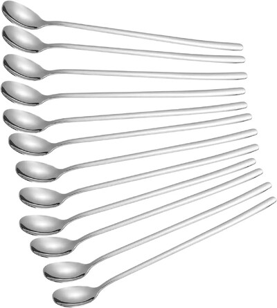 8/12 tükki jäätiselusikas roostevabast terasest jäätee lusikad kokteili segamiseks segamiseks tee kohv piimakokteil külm jook