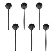 6 tk teelusikas must poleeritud segamine kohvilusikas magustoit jäätis lusikad roostevabast terasest sööginõud köögitarvikud