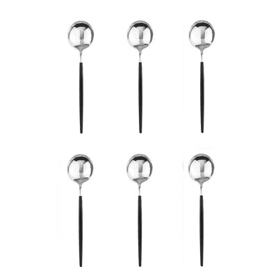 6 tk teelusikas must poleeritud segamine kohvilusikas magustoit jäätis lusikad roostevabast terasest sööginõud köögitarvikud