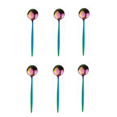 6 tk teelusikas must poleeritud segamine kohvilusikas magustoit jäätis lusikad roostevabast terasest sööginõud köögitarvikud