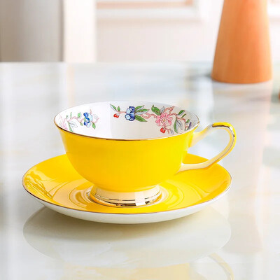 8-värviline Pastoral Bone China kohvitassi komplekt Portselanist teetass Ühevärviline keraamiline teekannu komplekt Kohviku kruusi tassi teetass Teetass teenõu