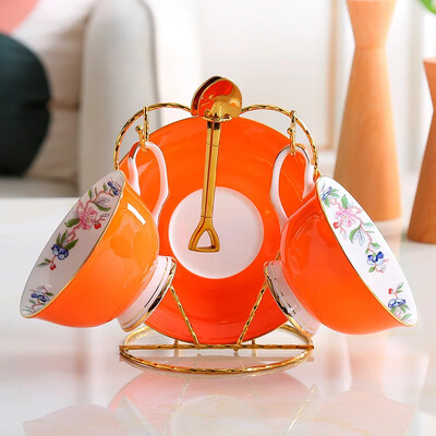 8-värviline Pastoral Bone China kohvitassi komplekt Portselanist teetass Ühevärviline keraamiline teekannu komplekt Kohviku kruusi tassi teetass Teetass teenõu