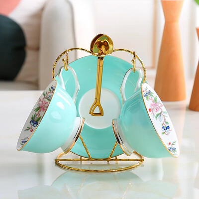 8-värviline Pastoral Bone China kohvitassi komplekt Portselanist teetass Ühevärviline keraamiline teekannu komplekt Kohviku kruusi tassi teetass Teetass teenõu