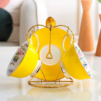 8-värviline Pastoral Bone China kohvitassi komplekt Portselanist teetass Ühevärviline keraamiline teekannu komplekt Kohviku kruusi tassi teetass Teetass teenõu