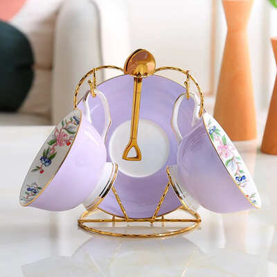 8-värviline Pastoral Bone China kohvitassi komplekt Portselanist teetass Ühevärviline keraamiline teekannu komplekt Kohviku kruusi tassi teetass Teetass teenõu