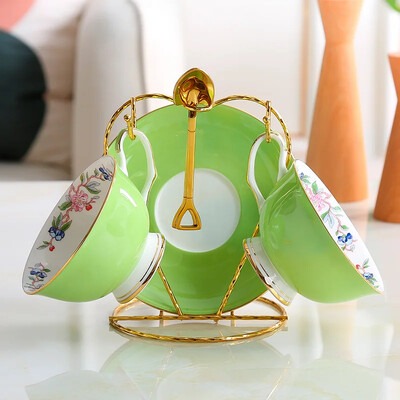 8-värviline Pastoral Bone China kohvitassi komplekt Portselanist teetass Ühevärviline keraamiline teekannu komplekt Kohviku kruusi tassi teetass Teetass teenõu