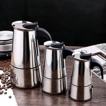 Καφετιέρα από ανοξείδωτο χάλυβα Ιταλική Moka Pot Καφετιέρα Εσπρέσο Κατσαρόλα Cafe Περκολατοποιητής Συσκευή καφέ Εργαλεία για εστίες Latte K2B3