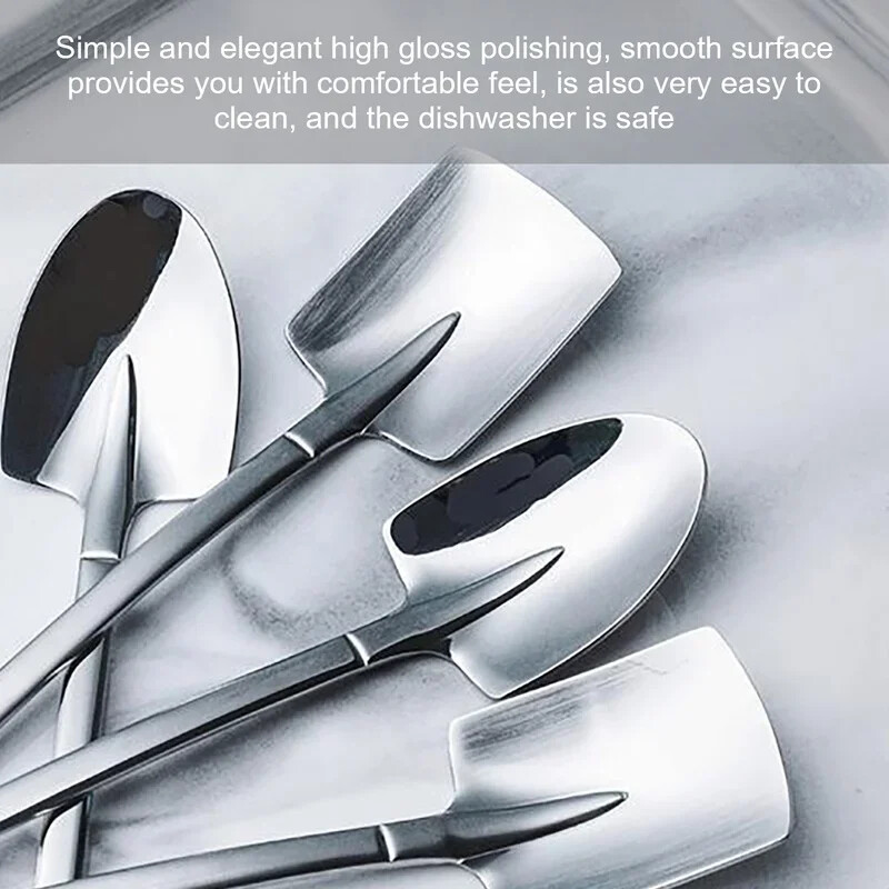 10 vnt nerūdijančio plieno kastuvų kavos šaukštų rinkinys Kastuvas Kūrybinis arbatinis šaukštelis ledų desertinis šaukštas gimtadienio dovanų stalo reikmenys