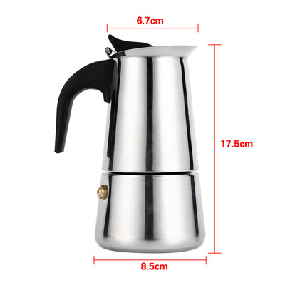 Cafetieră din oțel inoxidabil Moka cafetieră pentru aragaz cu inducție pentru bucătărie de acasă Prepararea cafelei 100ml 200ml 300ml 450ml