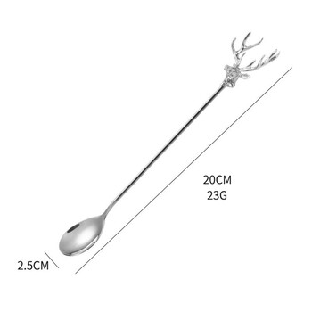 Кафе Мляко Чай Elk Coffee Spoon Преносима лъжица за лед Домакински 2023 Elk Spoon Дълга дръжка Златна лъжица Кухненски джаджи Висящи