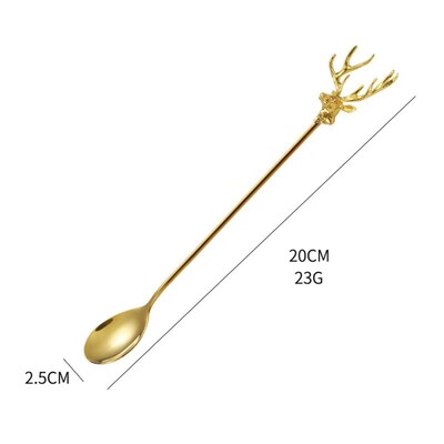 Kohv Piim Tee Põdra kohvilusikas Kaasaskantav jäälusikas Majapidamine 2023 Põdralusikas Pika varrega Kuldlusikas Köögi rippuvad vidinad