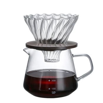 Carafe Drip Coffee Pot 300ml 500ml V Funnel Glass Cup Range Server Kettle Brewery Barista Percolator Coffee Maker