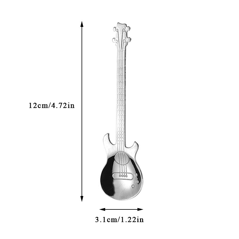 Gitara Kavos šaukšteliai, 4 vnt Nerūdijančio plieno Muzikiniai kavos šaukštai Arbatiniai šaukšteliai Maišymo šaukšteliai Cukraus šaukštelis (sidabrinis)