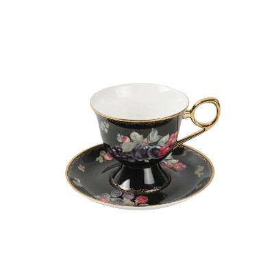 Europos retro stiliaus aukštos kojos Bone China paauksuotas kavos puodelis Lengvas prabangus kavos puodelių rinkinys Lengvas arbatos puodelis