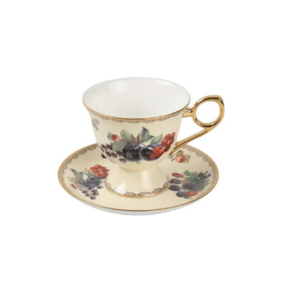 Europos retro stiliaus aukštos kojos Bone China paauksuotas kavos puodelis Lengvas prabangus kavos puodelių rinkinys Lengvas arbatos puodelis