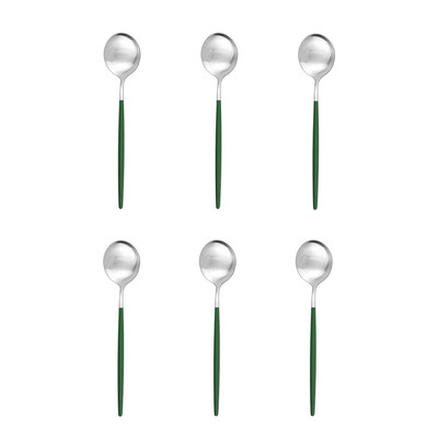 6Pcs Mat šarene čajne žličice za sladoled od nehrđajućeg čelika za desert Žličice za miješanje Žličica za kavu Kuhinjski dodaci Pribor za jelo