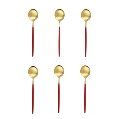 6Pcs Mat šarene čajne žličice za sladoled od nehrđajućeg čelika za desert Žličice za miješanje Žličica za kavu Kuhinjski dodaci Pribor za jelo