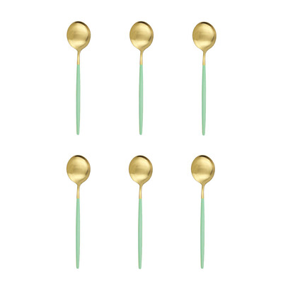 6Pcs Mat šarene čajne žličice za sladoled od nehrđajućeg čelika za desert Žličice za miješanje Žličica za kavu Kuhinjski dodaci Pribor za jelo