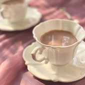 Nordic Bone China kavos puodelio ir lėkštės rinkinys, elegantiškas baltas porcelianas, biuro popietės arbatos puodeliai, Cafe keramikinis kavos puodelis, 250 ml