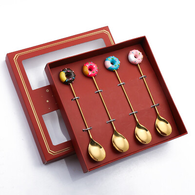 Leeseph kavos šaukštų šakučių rinkinys nerūdijančio plieno maži arbatiniai šaukšteliai, maži spurgos desertiniai ledai arbatos cukraus maišyklės Naujųjų metų dovanai