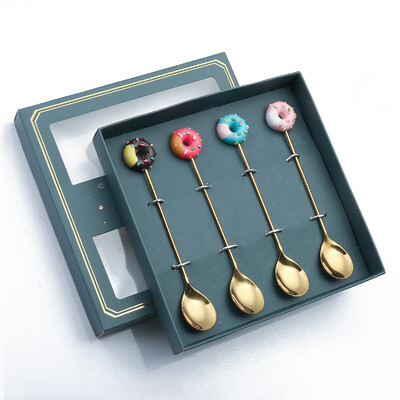 Leeseph kavos šaukštų šakučių rinkinys nerūdijančio plieno maži arbatiniai šaukšteliai, maži spurgos desertiniai ledai arbatos cukraus maišyklės Naujųjų metų dovanai