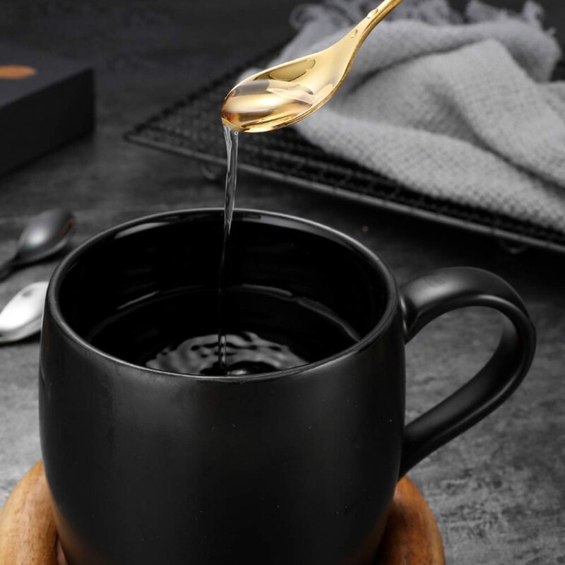 6 vnt / rinkinys ilga rankena 7,4 colio lapų arbatiniai šaukšteliai auksiniai nerūdijančio plieno kavos šaukštai maišymo virtuvės įrankiai