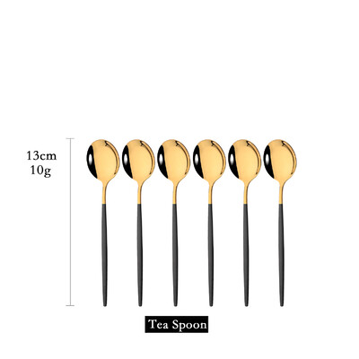 6 vnt arbatos kavos maišyklės mini šaukšteliai maži veidrodžiai nerūdijančio plieno šaukštai virtuvės reikmenys juodojo rožinio aukso arbatinio šaukštelio rinkinys didmeninė prekyba