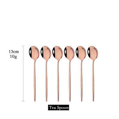 6 vnt arbatos kavos maišyklės mini šaukšteliai maži veidrodžiai nerūdijančio plieno šaukštai virtuvės reikmenys juodojo rožinio aukso arbatinio šaukštelio rinkinys didmeninė prekyba
