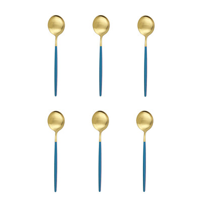 6 vnt Maži matiniai šaukšteliai arbatos maišyklės mini šaukštai nerūdijančio plieno šaukštai virtuvės reikmenys juodo rožinio aukso šaukštelių rinkinys 13cm