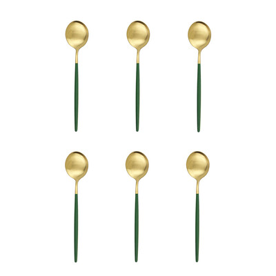 6 vnt Maži matiniai šaukšteliai arbatos maišyklės mini šaukštai nerūdijančio plieno šaukštai virtuvės reikmenys juodo rožinio aukso šaukštelių rinkinys 13cm