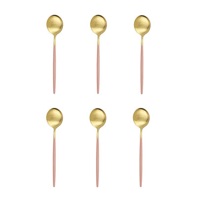 6 vnt Maži matiniai šaukšteliai arbatos maišyklės mini šaukštai nerūdijančio plieno šaukštai virtuvės reikmenys juodo rožinio aukso šaukštelių rinkinys 13cm