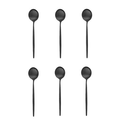 6 vnt Maži matiniai šaukšteliai arbatos maišyklės mini šaukštai nerūdijančio plieno šaukštai virtuvės reikmenys juodo rožinio aukso šaukštelių rinkinys 13cm
