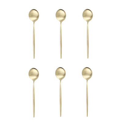 6 vnt Maži matiniai šaukšteliai arbatos maišyklės mini šaukštai nerūdijančio plieno šaukštai virtuvės reikmenys juodo rožinio aukso šaukštelių rinkinys 13cm