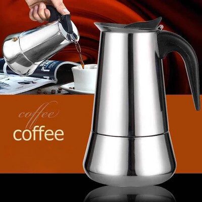 100/200/300/450Ml plīts virsma Moka kafijas kanna nerūsējošā tērauda filtrs itāļu espresso kafijas automāts perkolators Mocha Cafetiere